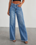 Vyla™ Loose Wide Leg Raw Hem Jeans
