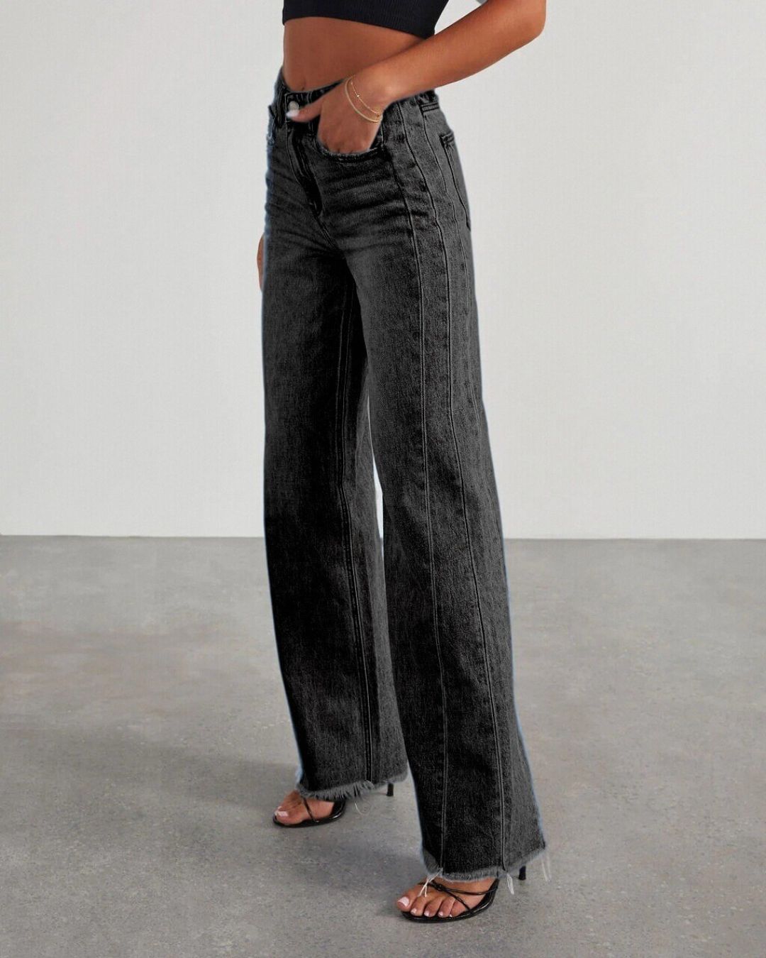 Vyla™ Loose Wide Leg Raw Hem Jeans