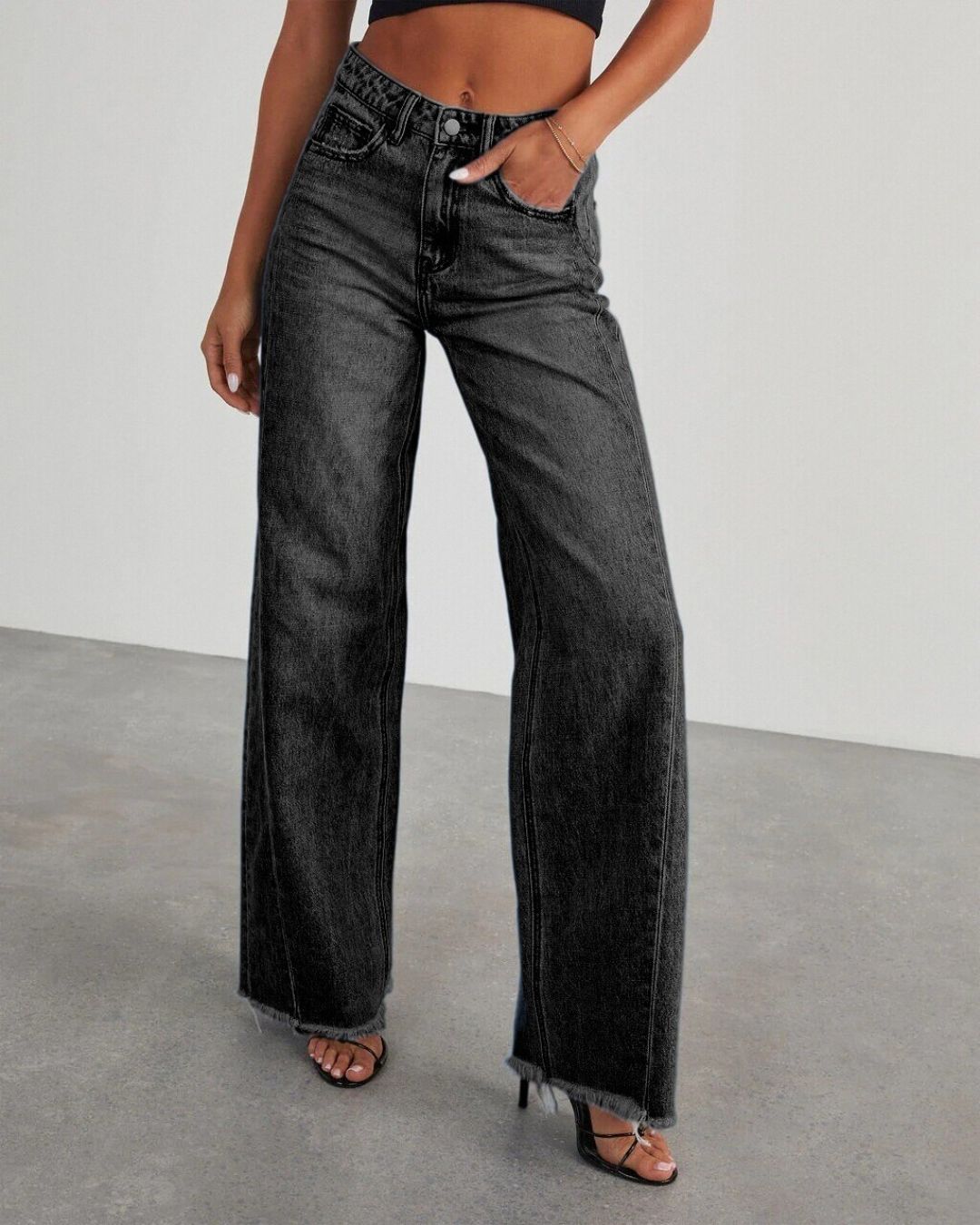 Vyla™ Loose Wide Leg Raw Hem Jeans