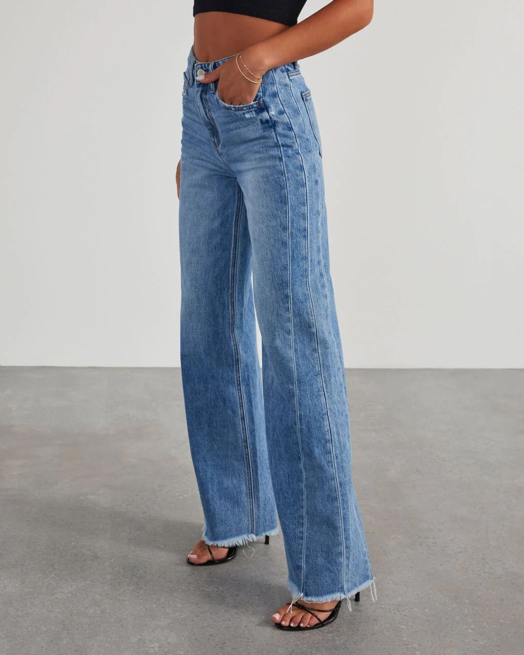 Vyla™ Loose Wide Leg Raw Hem Jeans