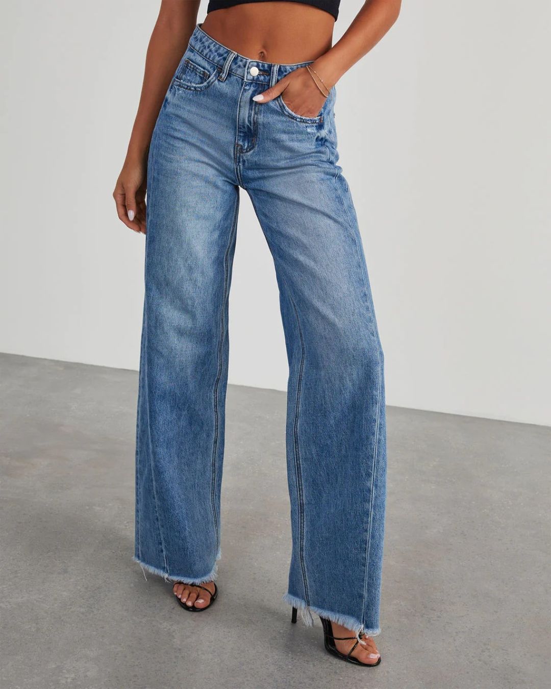 Vyla™ Loose Wide Leg Raw Hem Jeans
