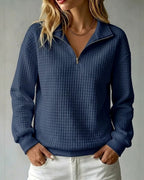 Vyla™ Soft Waffle Knit Stand Collar Zip-Up Sweatshirt