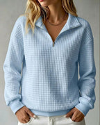 Vyla™ Soft Waffle Knit Stand Collar Zip-Up Sweatshirt