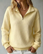 Vyla™ Soft Waffle Knit Stand Collar Zip-Up Sweatshirt