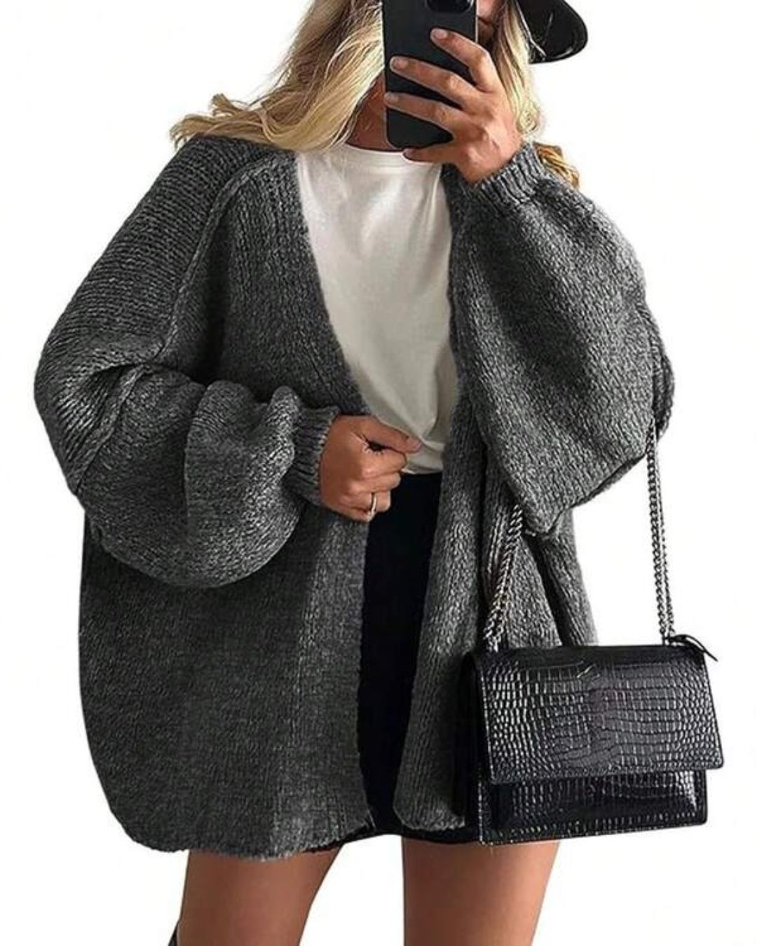 Vyla™ Oversized Lantern Sleeve Knit Cardigan Sweater