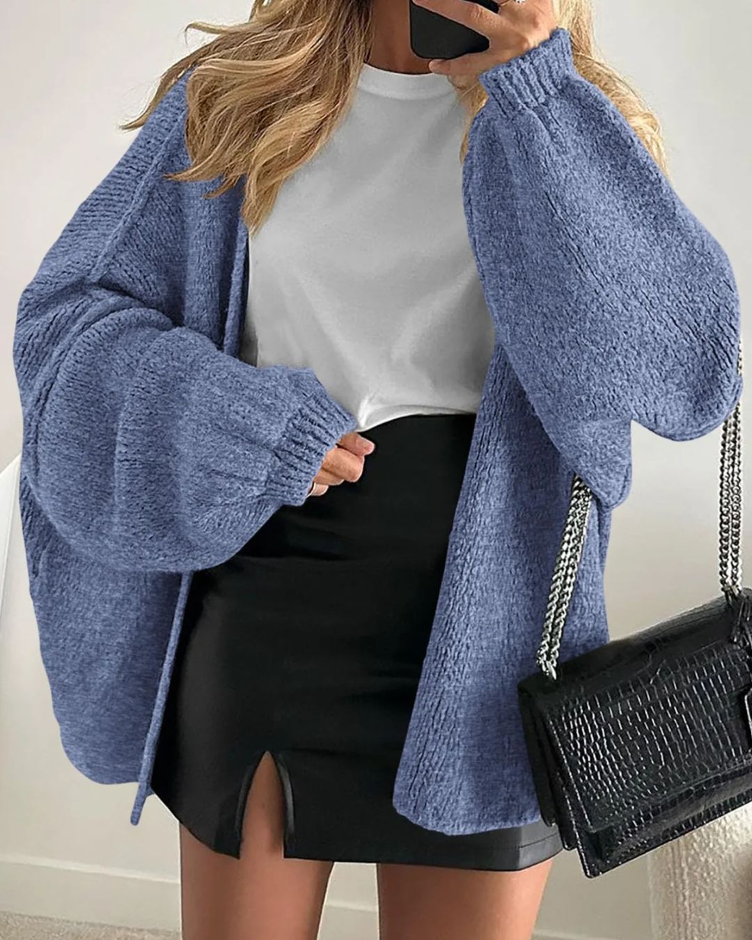 Vyla™ Oversized Lantern Sleeve Knit Cardigan Sweater