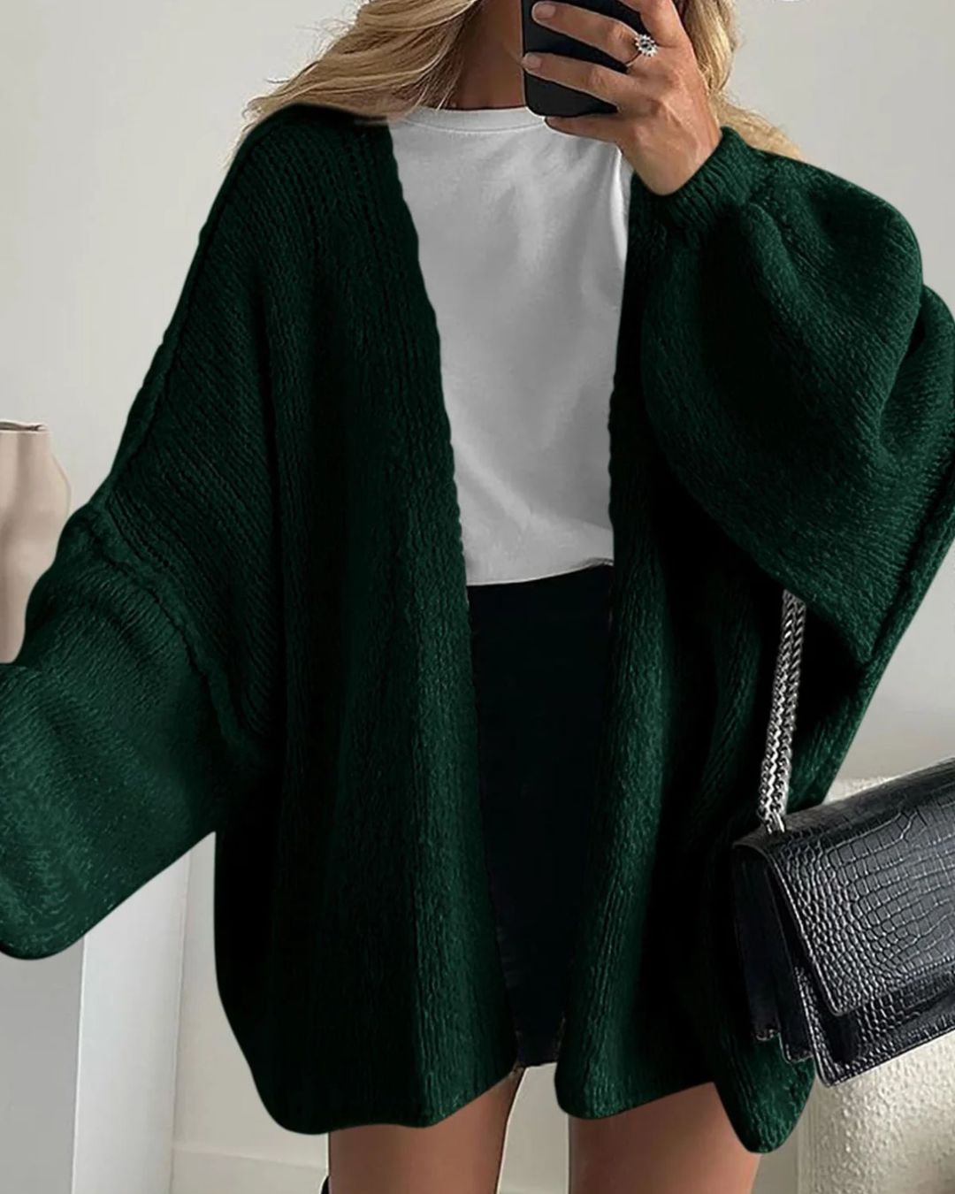 Vyla™ Oversized Lantern Sleeve Knit Cardigan Sweater