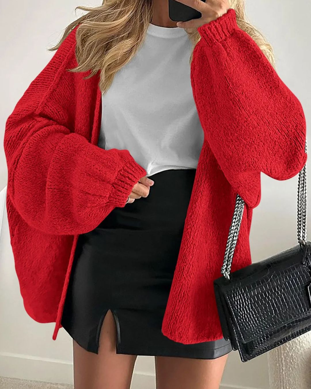 Vyla™ Oversized Lantern Sleeve Knit Cardigan Sweater