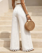 Vyla™ Lace Trim Wide-Leg Casual Straight-Leg Pants