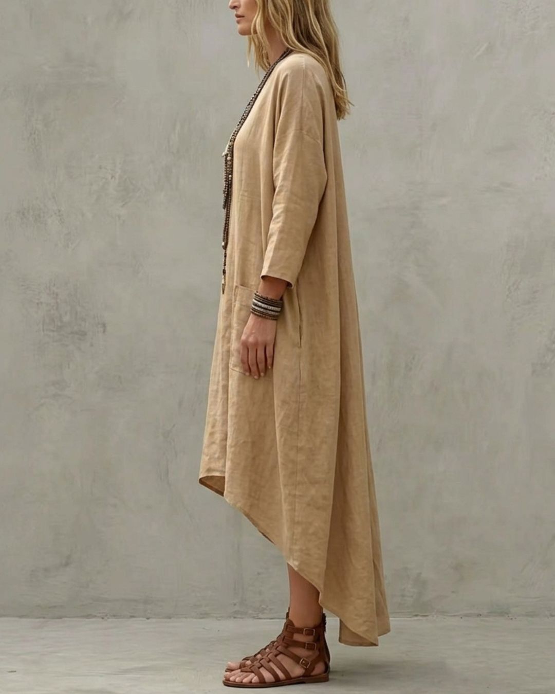 Vyla™ Relaxed V-Neck Asymmetrical Dress