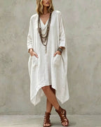 Vyla™ Relaxed V-Neck Asymmetrical Dress