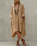 Vyla™ Relaxed V-Neck Asymmetrical Dress