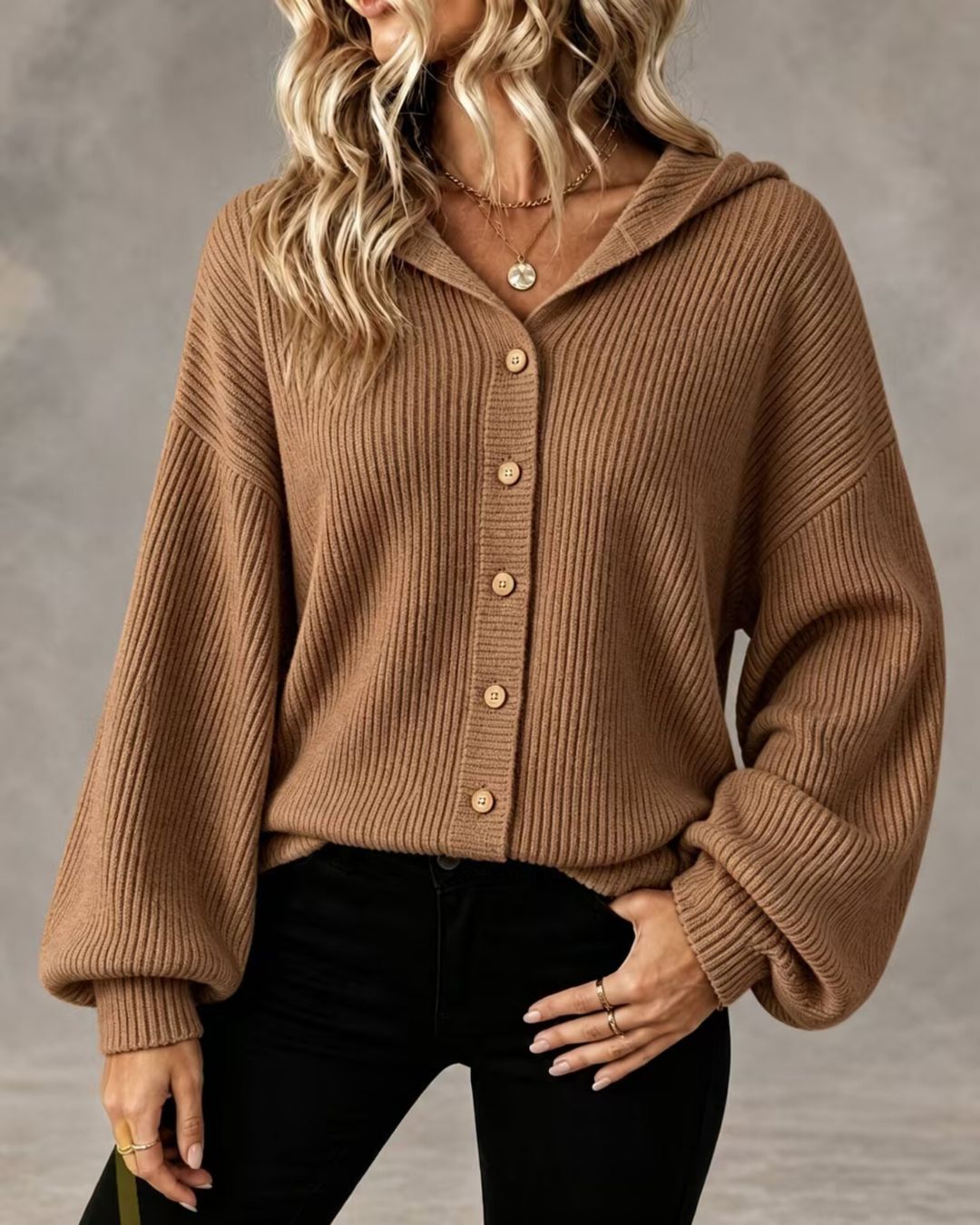 Vyla™ Hooded Corduroy Button-Up Jacket