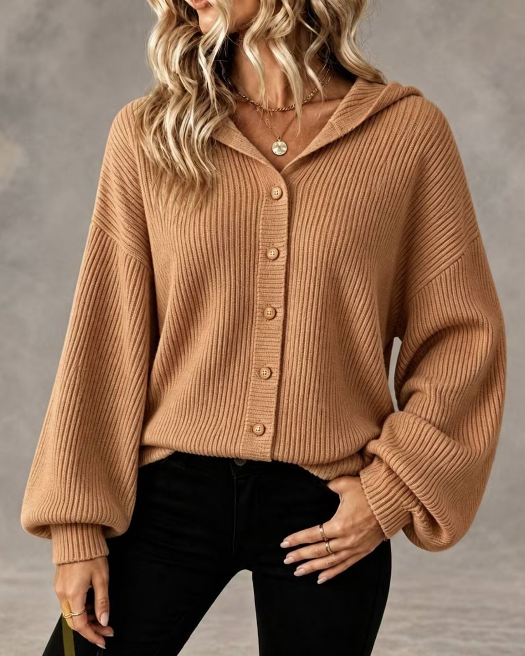 Vyla™ Hooded Corduroy Button-Up Jacket
