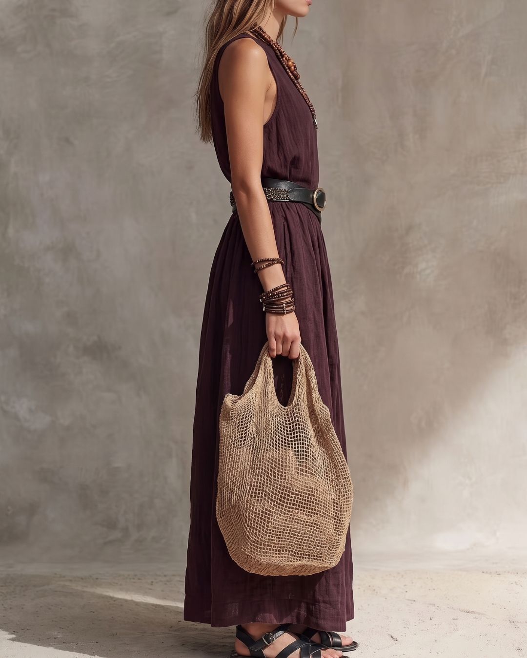 Vyla™ Casual Round Neck Sleeveless Flowy Maxi Dress