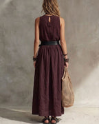 Vyla™ Casual Round Neck Sleeveless Flowy Maxi Dress