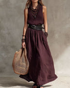 Vyla™ Casual Round Neck Sleeveless Flowy Maxi Dress