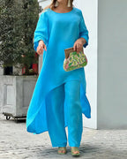 Vyla™ The Azure Breeze Asymmetrical Casual Set
