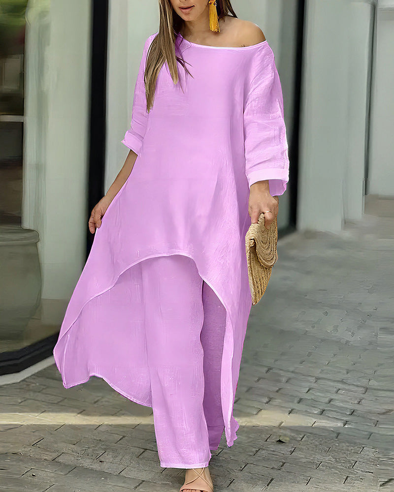 Vyla™ The Azure Breeze Asymmetrical Casual Set