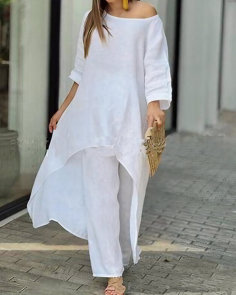 Vyla™ The Azure Breeze Asymmetrical Casual Set