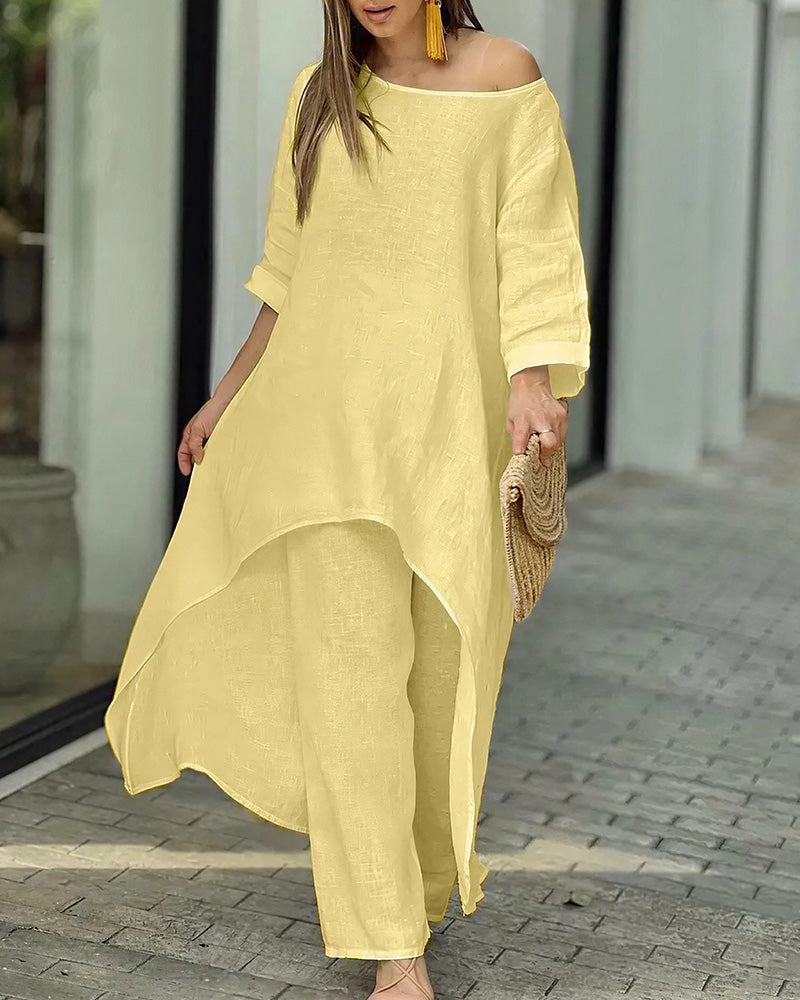 Vyla™ The Azure Breeze Asymmetrical Casual Set