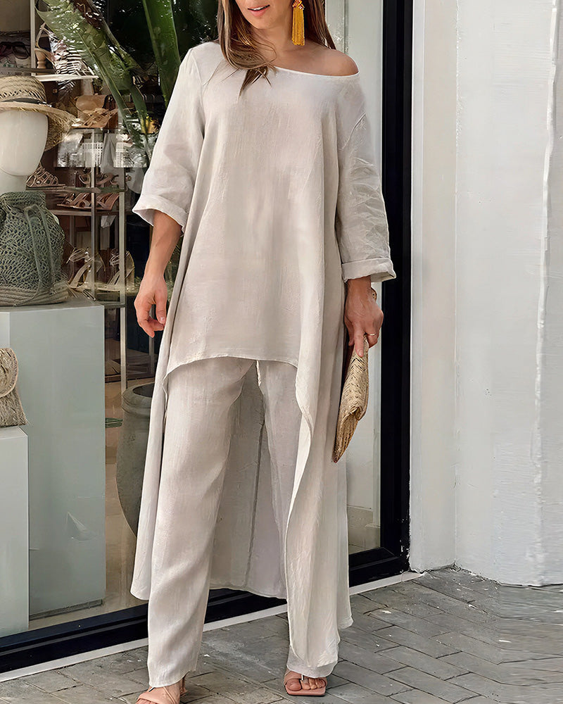 Vyla™ The Azure Breeze Asymmetrical Casual Set