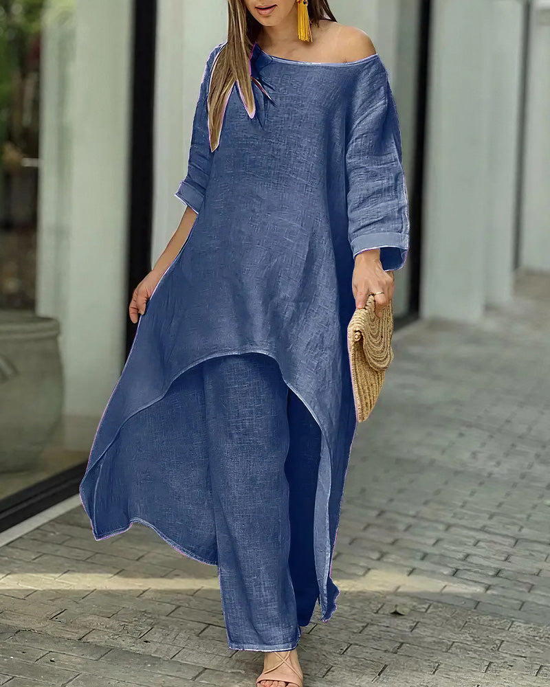 Vyla™ The Azure Breeze Asymmetrical Casual Set