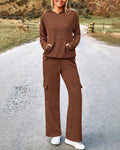 Vyla™ Casual 2-Piece Cargo Sweatsuit Set Hoodie and Pants