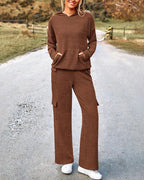 Vyla™ Casual 2-Piece Cargo Sweatsuit Set Hoodie and Pants