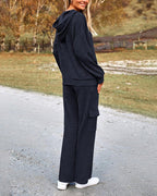 Vyla™ Casual 2-Piece Cargo Sweatsuit Set Hoodie and Pants
