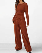 Vyla™ Asymmetrical Long Sleeve Top & Wide Leg Pants Lounge Set