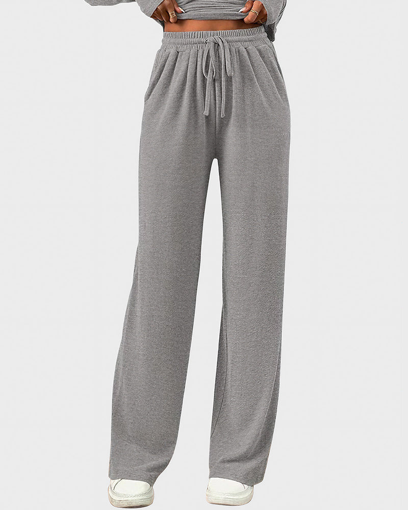 Aloveta™ Asymmetrical Long Sleeve Top & Wide Leg Pants Lounge Set