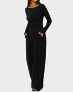 Vyla™ Asymmetrical Long Sleeve Top & Wide Leg Pants Lounge Set