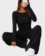 Vyla™ Asymmetrical Long Sleeve Top & Wide Leg Pants Lounge Set