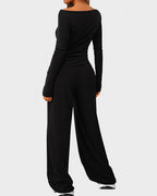 Vyla™ Asymmetrical Long Sleeve Top & Wide Leg Pants Lounge Set