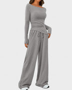 Vyla™ Asymmetrical Long Sleeve Top & Wide Leg Pants Lounge Set