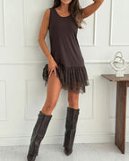Vyla™ Turtleneck Knit Top & Lace Trim Dress Set