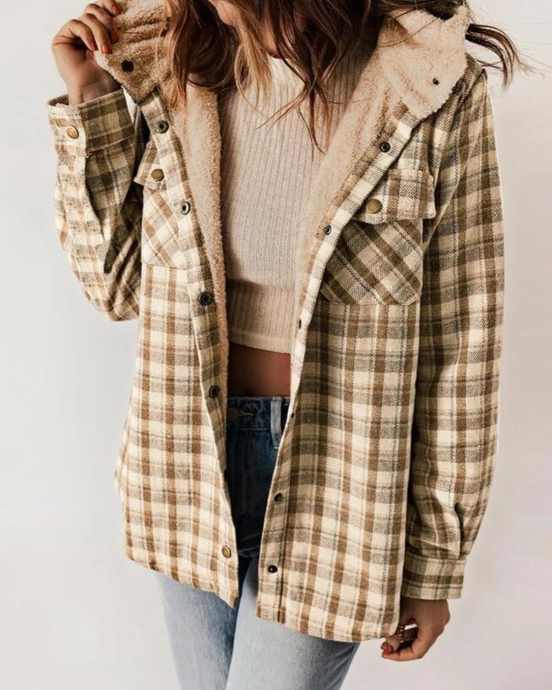Vyla™ Fuzzy Hooded Pockets Jacket