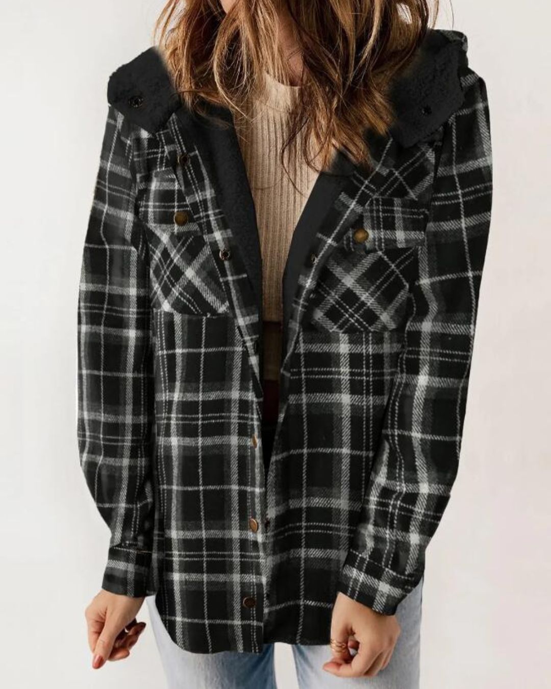 Vyla™ Fuzzy Hooded Pockets Jacket