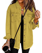 Vyla™ Washed Denim Raw Hem Shirt Jacket