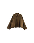 Vyla™ Batwing Sleeve Faux Suede Bomber Jacket