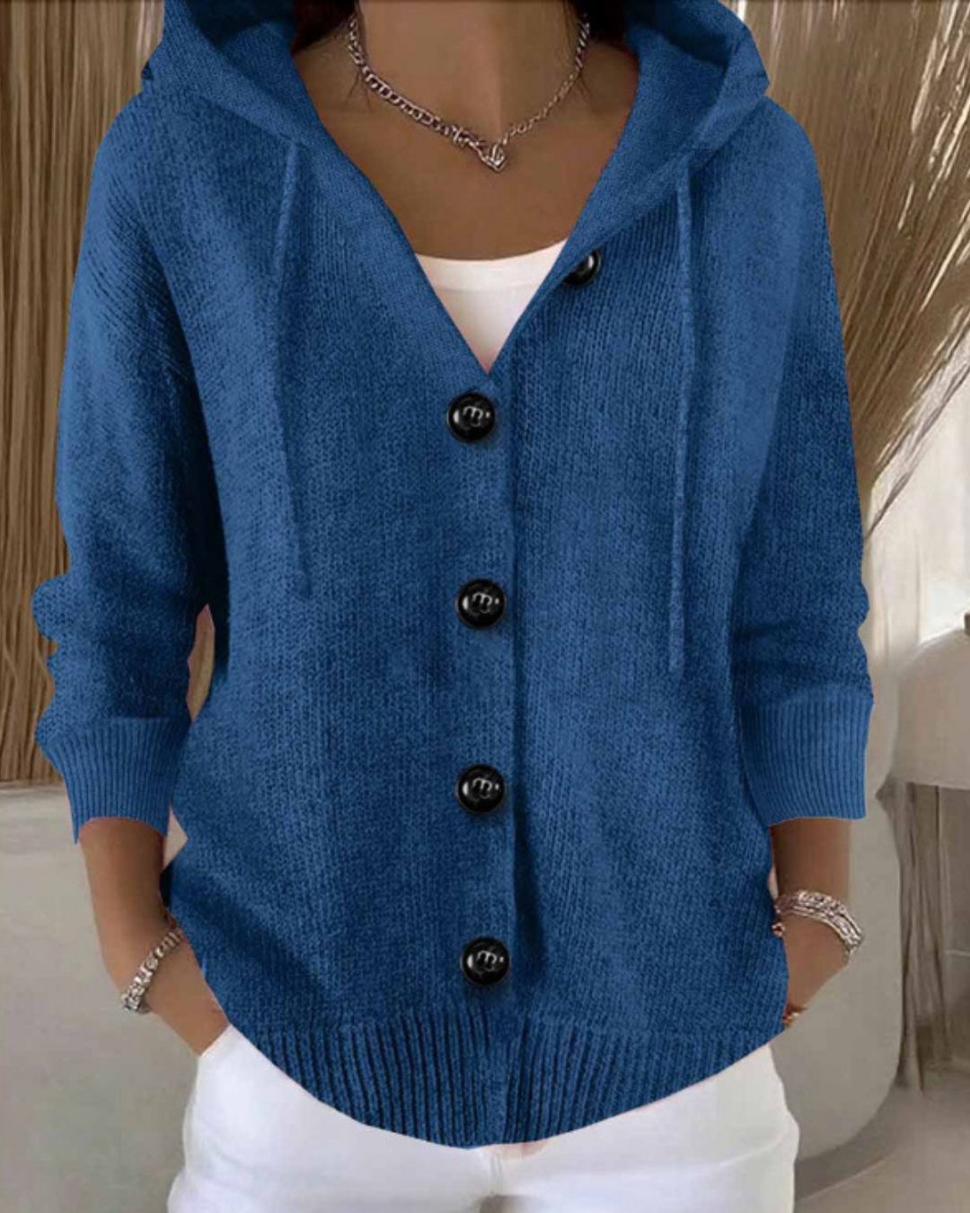 Vyla™ Hooded Button-Front Knit Cardigan Sweater