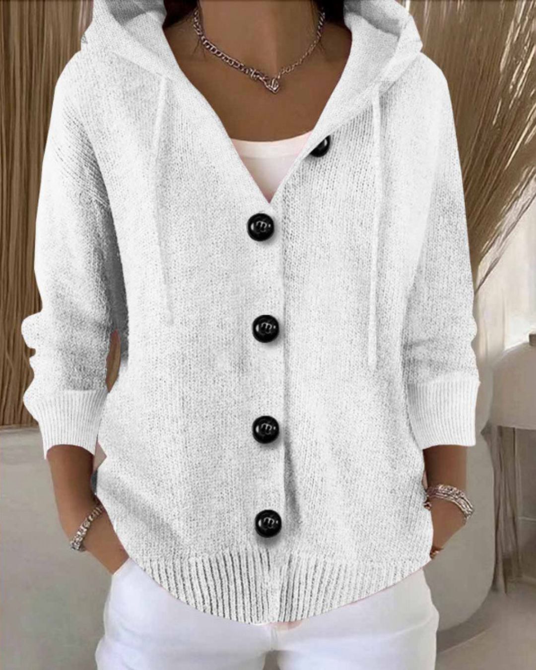 Vyla™ Hooded Button-Front Knit Cardigan Sweater