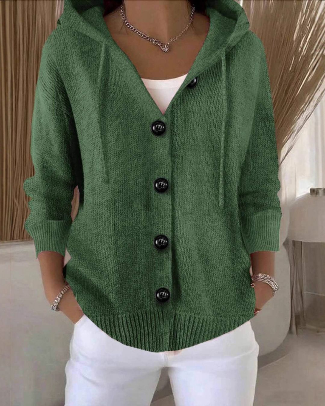 Vyla™ Hooded Button-Front Knit Cardigan Sweater