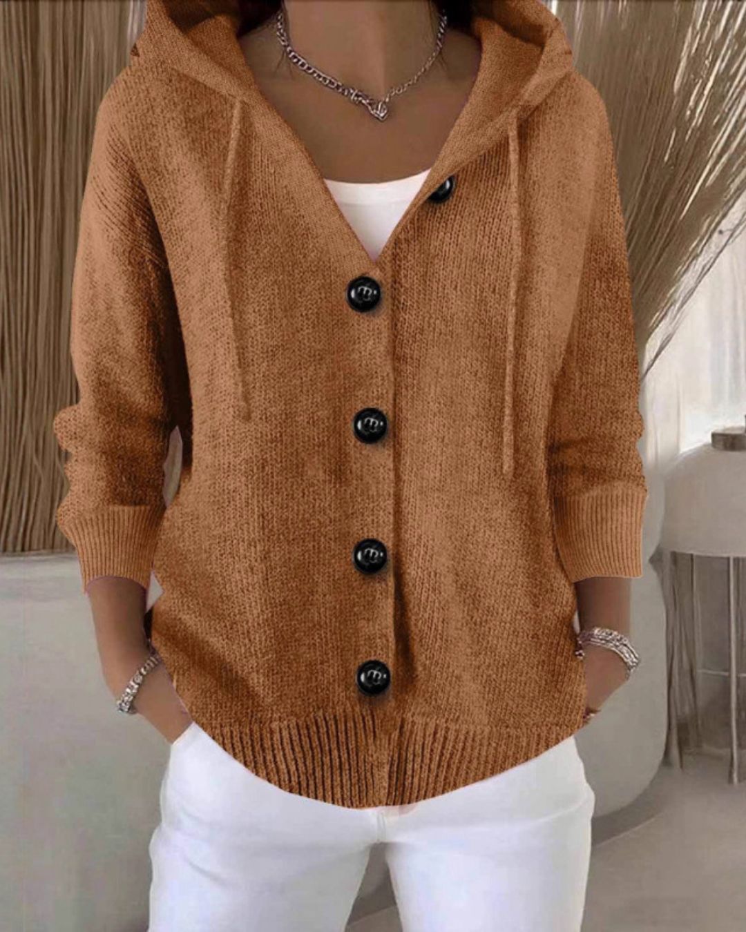 Vyla™ Hooded Button-Front Knit Cardigan Sweater