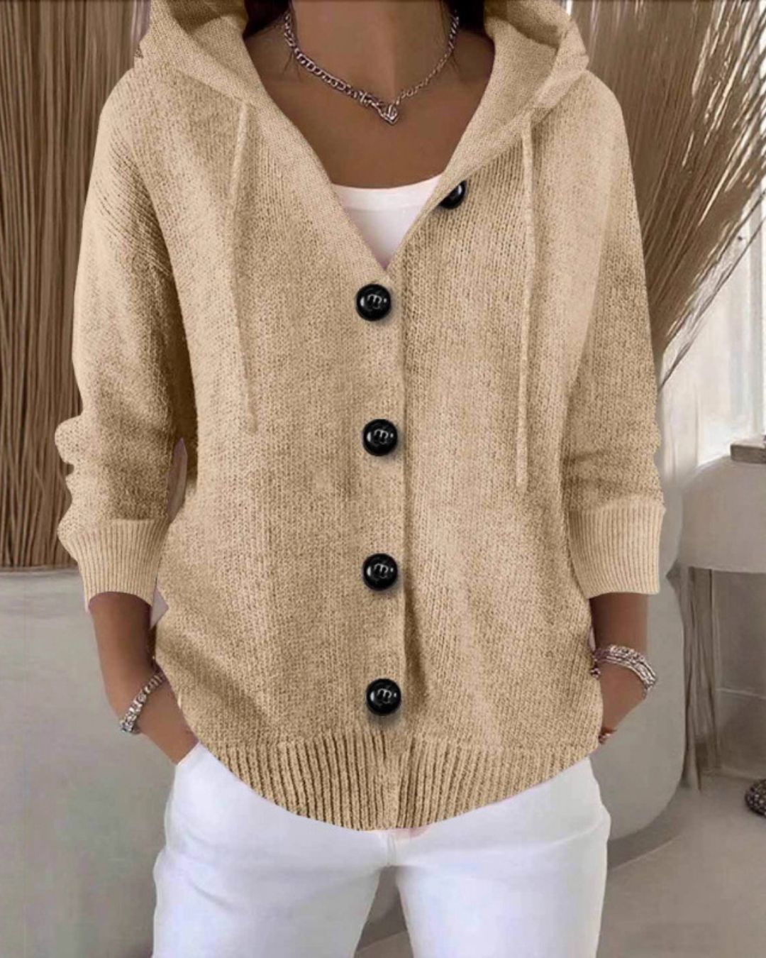 Vyla™ Hooded Button-Front Knit Cardigan Sweater