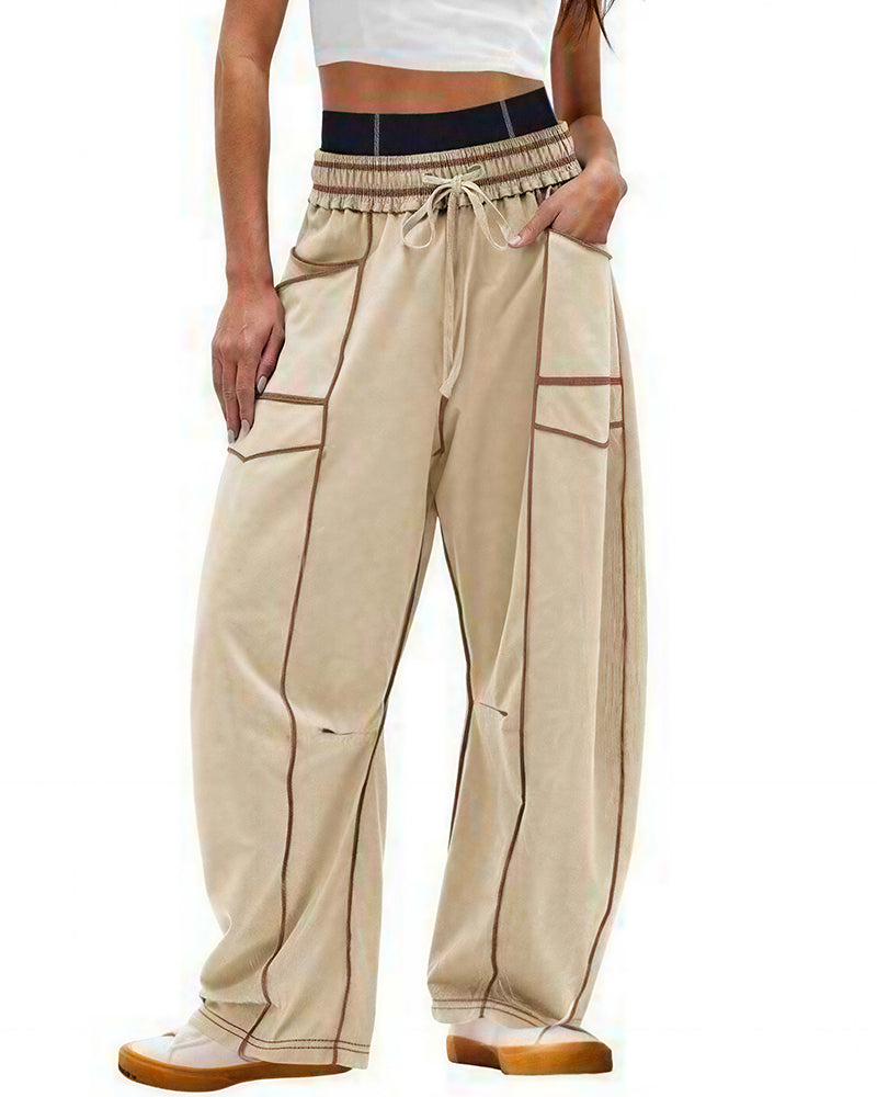 Vyla™ Wide Leg Drawstring Sweatpants Casual Lounge Pants with Pockets