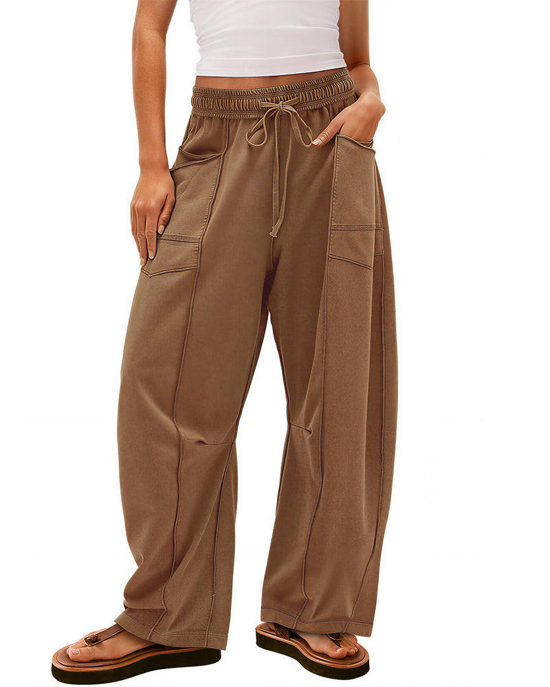 Vyla™ Wide Leg Drawstring Sweatpants Casual Lounge Pants with Pockets