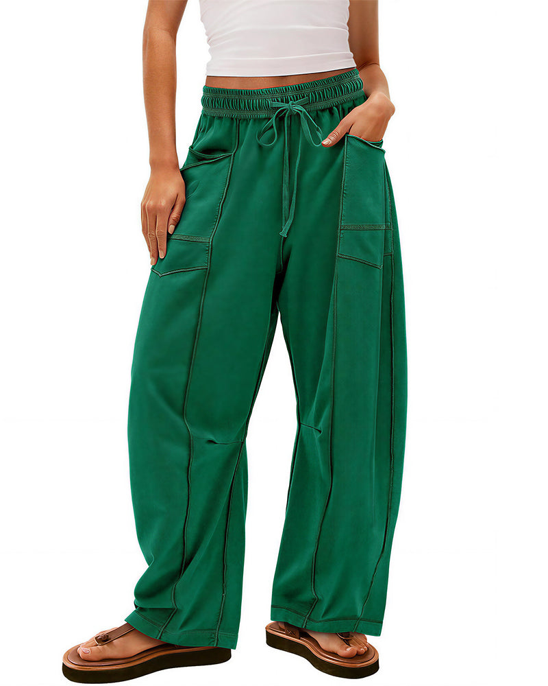 Vyla™ Wide Leg Drawstring Sweatpants Casual Lounge Pants with Pockets