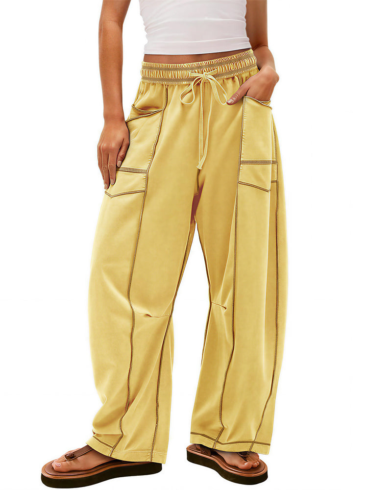 Vyla™ Wide Leg Drawstring Sweatpants Casual Lounge Pants with Pockets